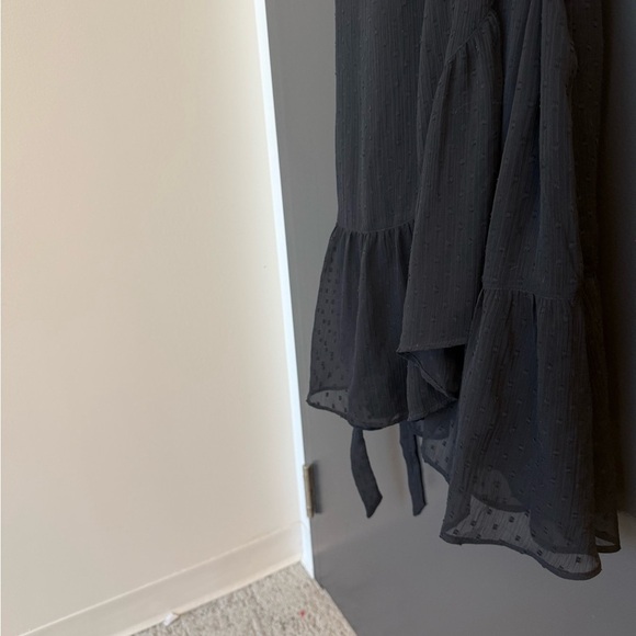 NOT FOR SALE Saints size 6 GUC sheer sleeved Black Wrap Dress with soft ruffles - Picture 6 of 15